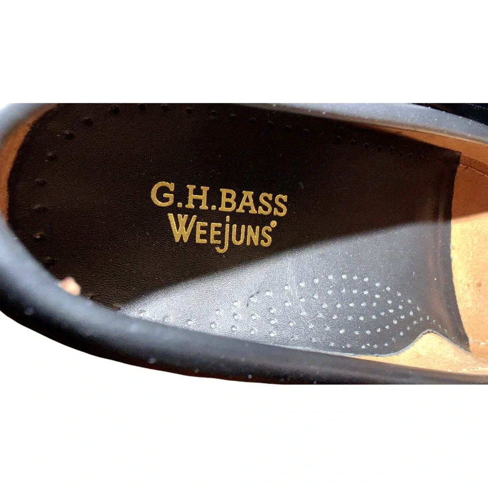 G.H. Bass Larson Weejuns Beefroll Penny Loafers Mens 8D Black Leather NEW